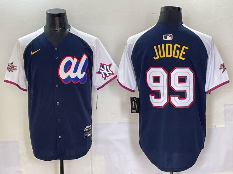 Men 2025 New York Yankees #99 Judge Drak Blue white All star Nike MLB Jersey style 51